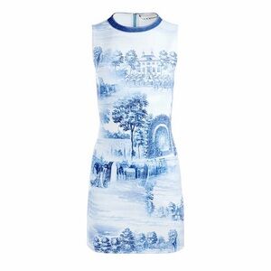NWT Alice + Olivia Wynell Chateau A Line Mini Dress Blue Toile De Jouy Floral 6